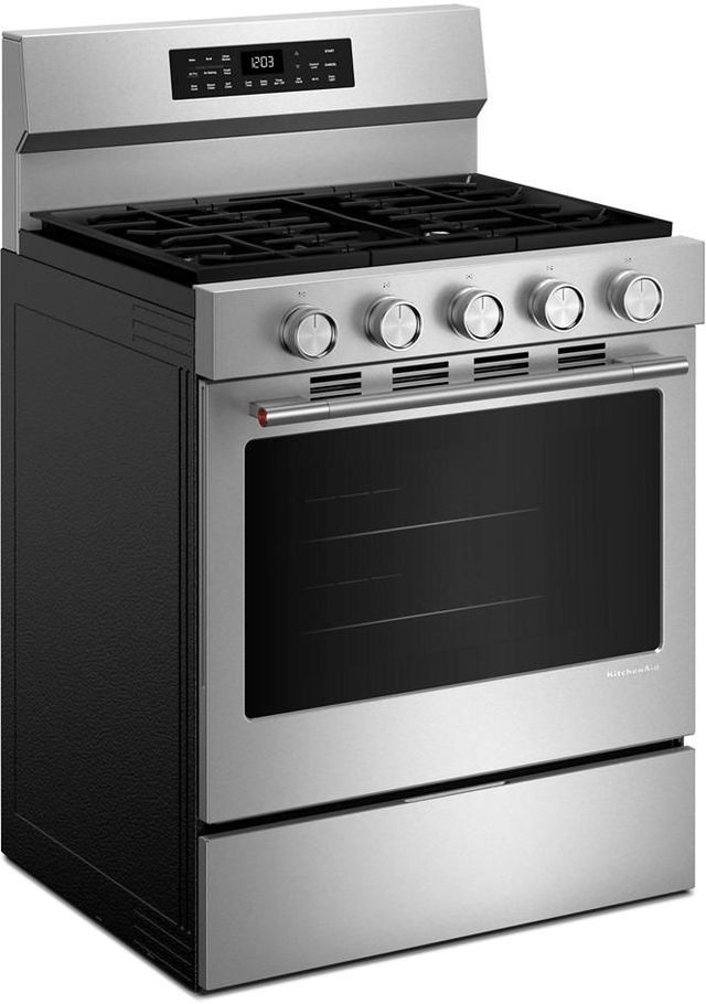 KitchenAid® 30''  PrintShield™ Stainless Finish Freestanding Gas Range with Convection Cooking Modes-3