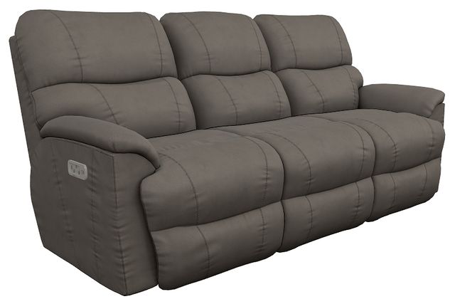 La-Z-Boy® Trouper Gray Leather Power Reclining Sofa with Headrest and Lumbar-0