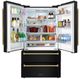 ZLINE Autograph Edition 36" 22.5 Cu. Ft. Fingerprint-Resistant Black Stainless Steel Counter-Depth French Door Refrigerator with Polished Gold Helix Handles-3