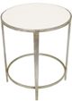 Zeugma Imports Glassy White Side Table with Silver Leaf Base-2