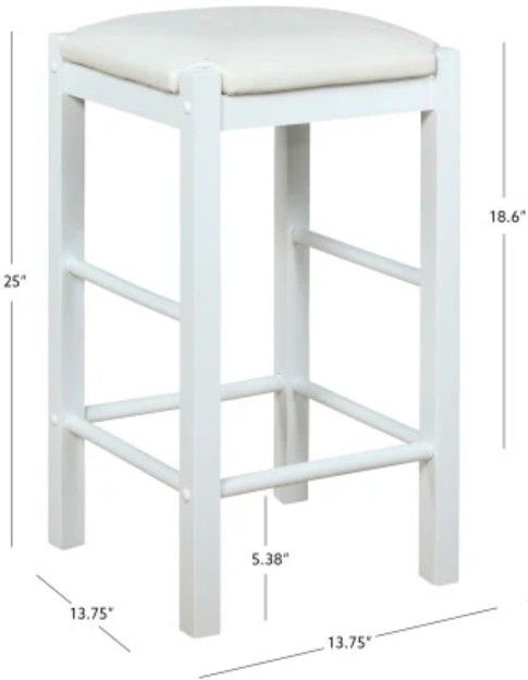 Linon Lance 2-Piece White Counter Stool Set-2