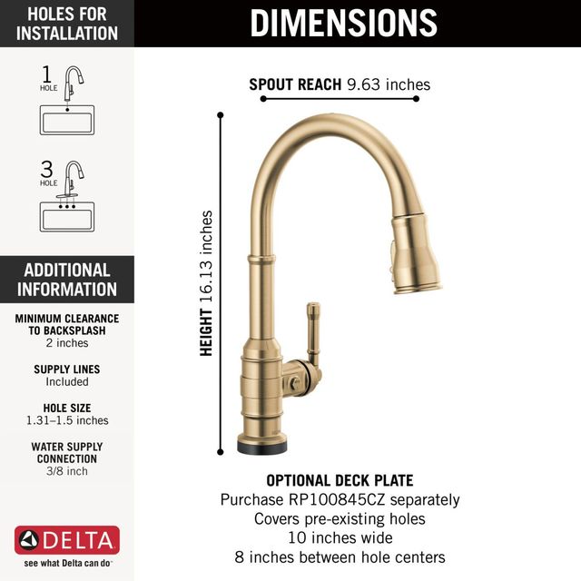 Delta Broderick® Champagne Bronze Touch2O® Technology Kitchen Faucet Champagne Bronze with Touchless Technology-2