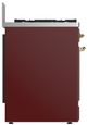 Ilve® Majestic III 30" Burgundy Pro Style Dual Fuel Natural Gas Range with 5 Black Brass Burners and Brass Trim-4