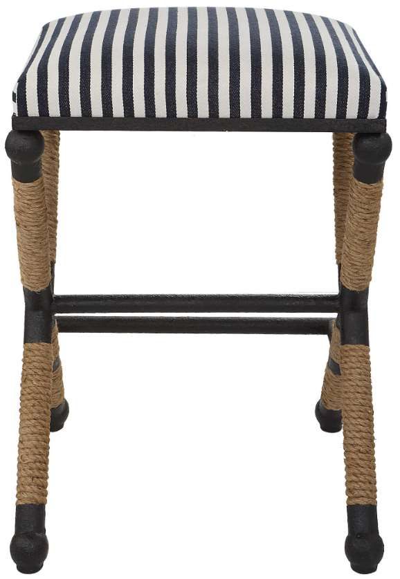 Uttermost® Braddock Black/Cream/Natural/Navy Backless Counter Stool-3