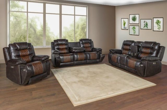 New Classic® Home Furnishings Nikko Brown Dual Power Reclining Console Loveseat-1