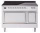 Ilve® Nostalgie II Noblesse 48'' White Pro Style Induction Range with Chrome Trim-0