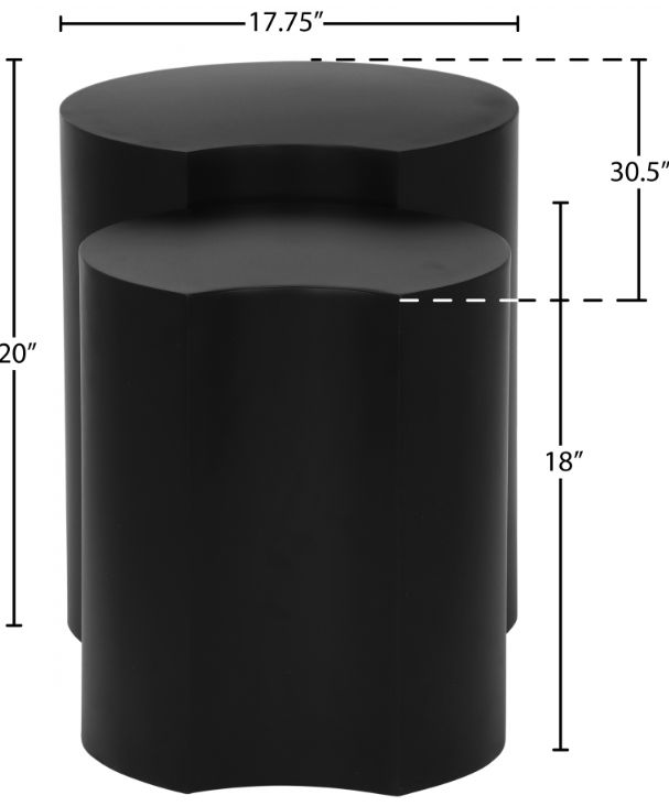 Meridian Furniture Dimple 2-Piece Black Nesting Table-3