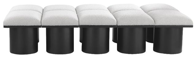 Meridian Furniture Pavilion 10-Piece Cream/Black 78" Modular Bench Set-1