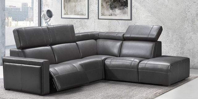 Via Furniture Orleans Black Power Reclining Sectional with Adjustable Headrest-1