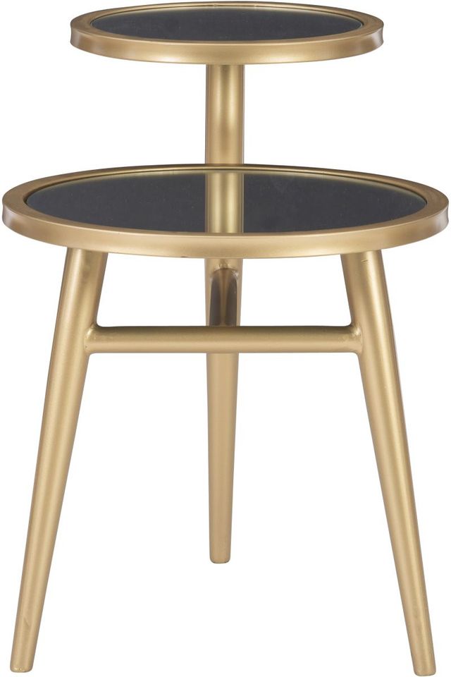 Powell® Jolson Mirrored Top Two Tiered Side Table with Gold Frame-1