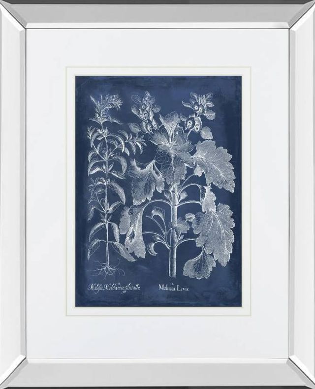Classy Art Besler Leaves in Indigo I by Vision Studio Mirrored Frame Wall Art-0
