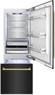 ZLINE Autograph Edition 30" 16.1 Cu. Ft. Black Stainless Steel Built-In Bottom Freezer Refrigerator with Champagne Bronze Accent and Bright White Interior-2