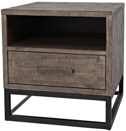 Jofran Inc. East Hampton Distressed Gray End Table with Black Base-2