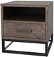 Jofran Inc. East Hampton Distressed Gray End Table with Black Base-2