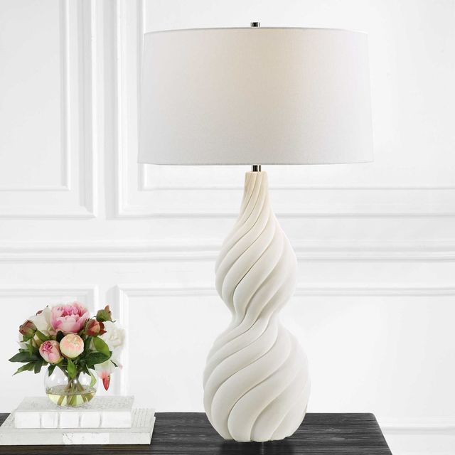 Uttermost® Twisted Swirl Chalk White Table Lamp-2