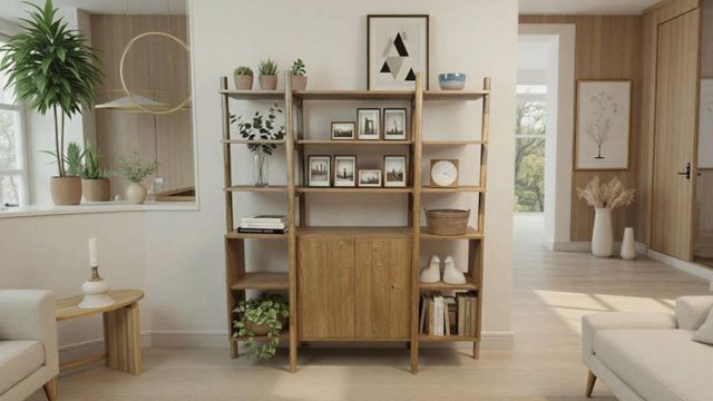 Nest Home Collections Kenneth Natural Blonde Etagere Room Divider-1