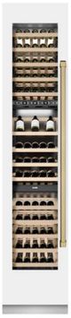ZLINE Autograph Edition 18 in. 9 Cu. Ft. Triple Zone 68 Bottle Left Hinge Column Wine Cooler in White Matte with Champagne Bronze Accents-2