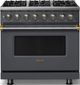 Viking® 5 Series 36" Cast Black Pro Style Dual Fuel (NG) Range with Brushed Brass Trim-0