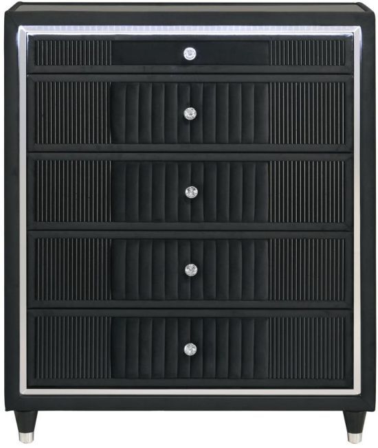 Coaster® Ravenne Black Upholstered LED Chest-3
