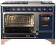Ilve® Majestic III 48" Midnight Blue Pro Style Dual Fuel Natural Gas Range with Triple Glass Door and Copper Trim-2