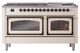 Ilve® Nostalgie II Noblesse 60'' Antique White Pro Style Dual Fuel Range with Burnished Trim-1