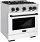ZLINE Autograph Edition 36" Stainless Steel Pro Style Dual Fuel Range with White Matte Door and Matte Black Accents-2