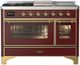Ilve® Majestic III 48" Burgundy Pro Style Dual Fuel Natural Gas Range with 5 Black Brass Burners and Brass Trim-0