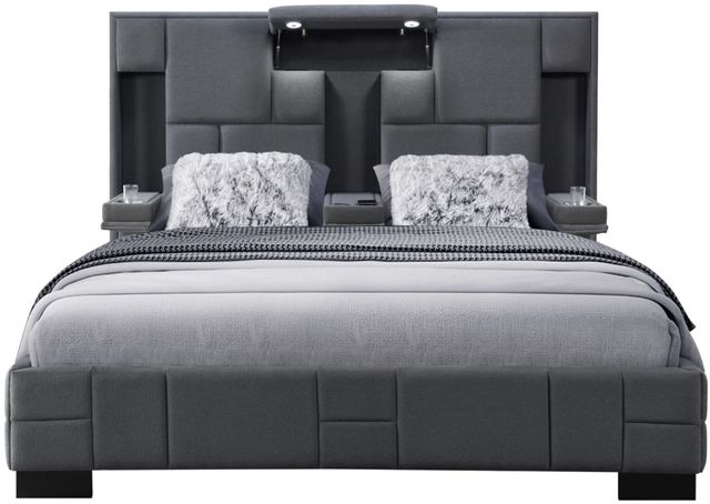 Global Furniture USA Oscar Dark Gray 8 King Panel Bed No Wood Trim-1