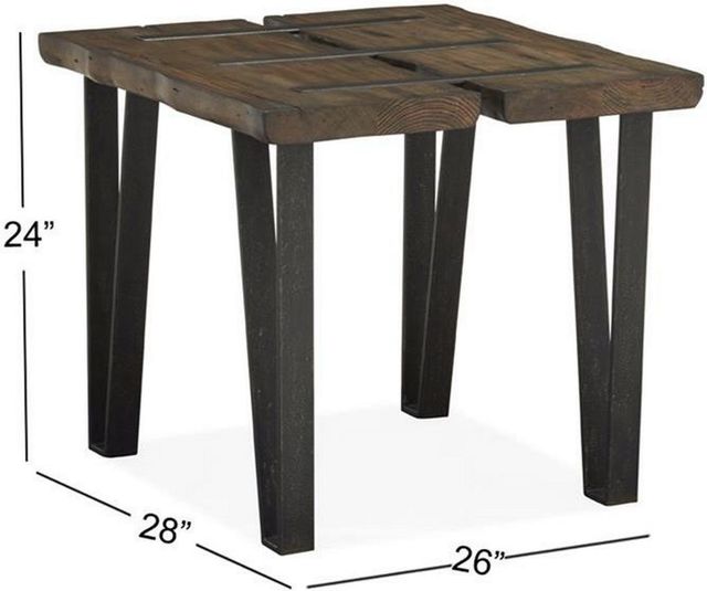 Magnussen Home® Dartmouth Sawmill Rectangular End Table with Galvanized Steel Legs-3
