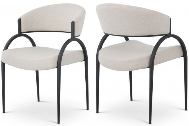 Meridian Furniture Privet Beige/Matte Black Dining Chair-3