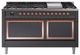 Ilve® Nostalgie II Noblesse 60'' Graphite Matte Pro Style Dual Fuel Range with Copper Trim-0