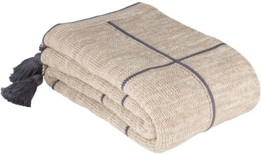 Surya Fleck Denim/Camel 50"x60" Throw Blanket-2