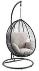 ACME Furniture Simona Beige/Black Metal/Wicker Outdoor Hanging Chair with Stand-0