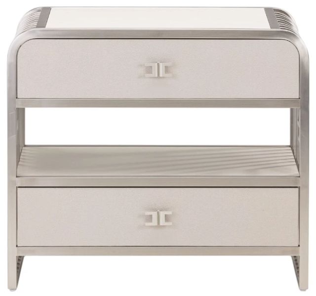Michael Amini® Roxbury Park Gray/Stainless Steel Nightstand-2
