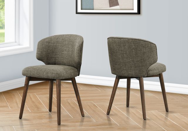 Monarch Specialties Inc. 2-Piece Brown 32" Dining Chair Set with Brown Walnut Legs-1