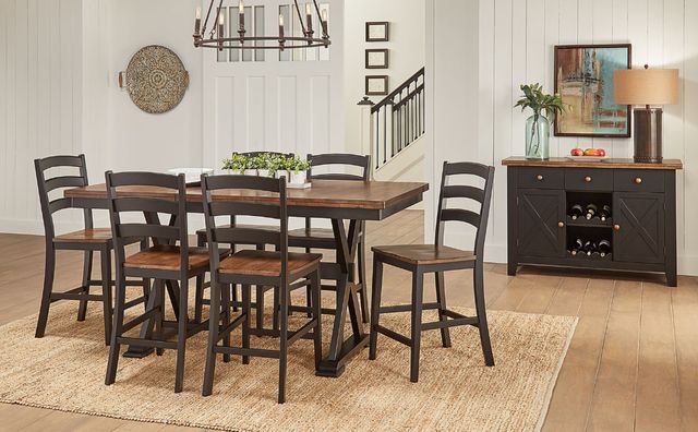A-America® Stormy Ridge Chicory Gathering Height Trestle Table with Slate Black Base-2
