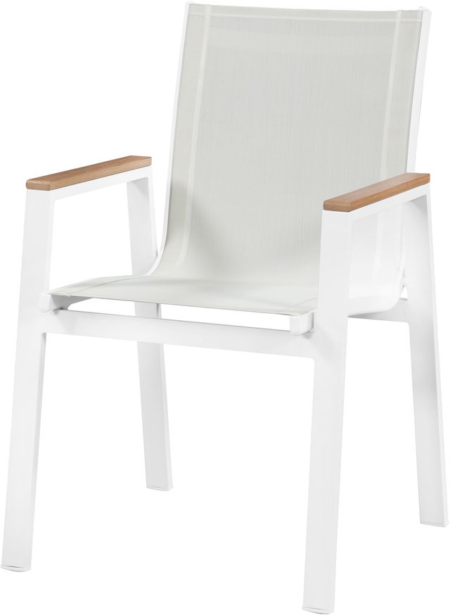 Meridian Furniture Nizuc 2-Piece White Outdoor Patio Mesh Dining Arm Chairs-0