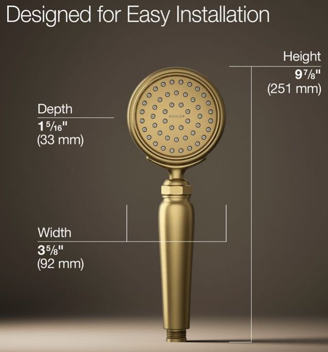 KOHLER® Artifacts® Vibrant Brushed Moderne Brass 1.75 GPM Single-Function Handshower-2