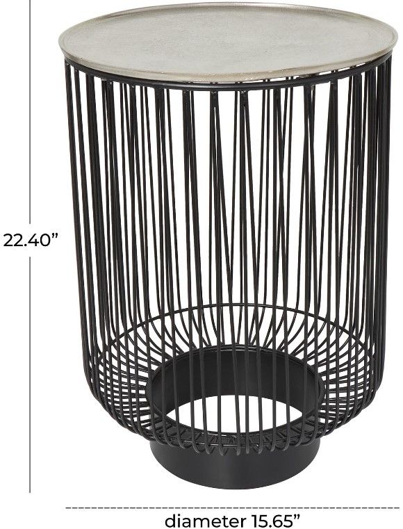 Deco Marche Black/Silver Geometric Side Table-3