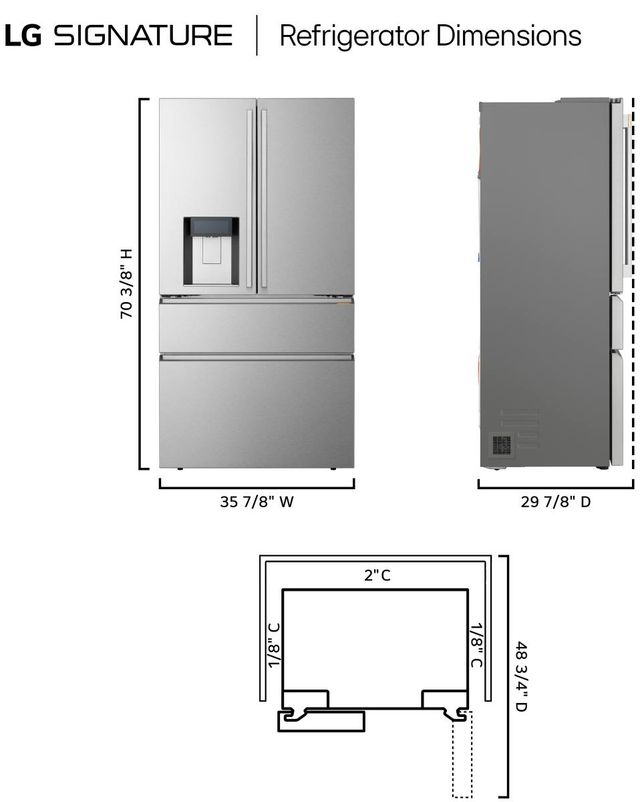 LG SIGNATURE Iconic Collection 36" 21.7 Cu. Ft. PrintProof™ Stainless Steel Counter Depth 4-Door French Door Refrigerator with Craft Ice-3