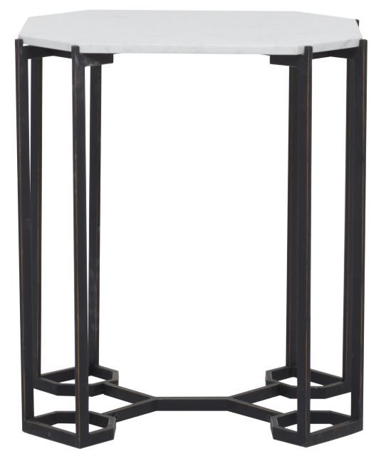 Deco Marche White Accent Table with Black Base-0
