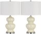 Cal® Lighting & Accessories 2-Piece Bergamo Brushed Steel/Ivory White Table Lamp Set-0
