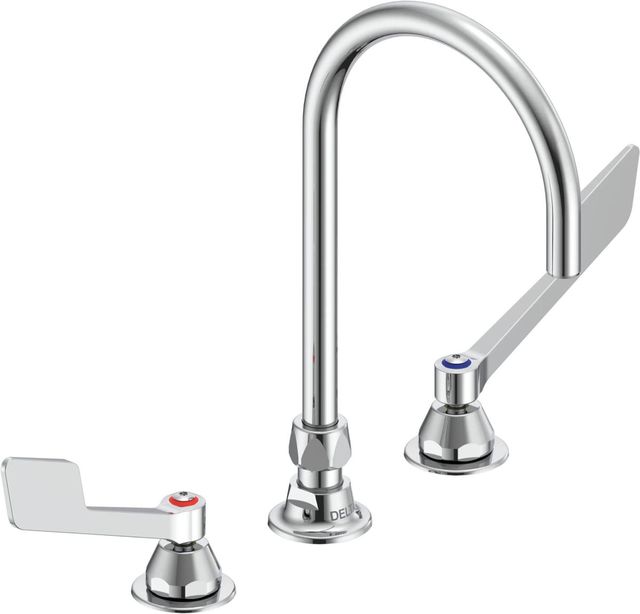 Delta Commercial  27C1/ 27C2 Chrome Kitchen Faucet with Smooth End Gooseneck Spout-0