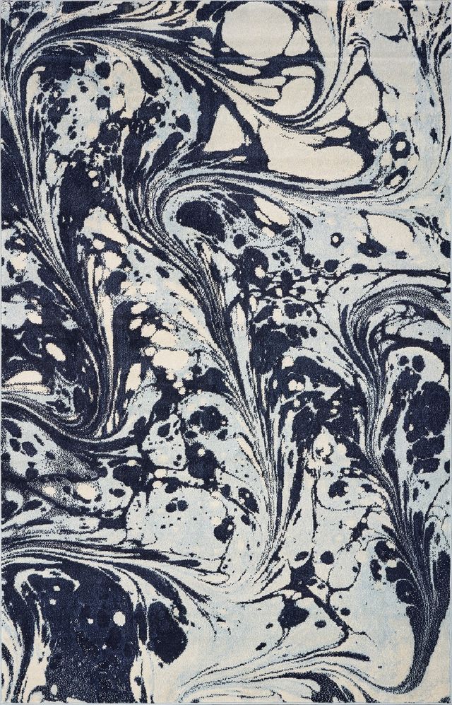 KAS Rugs Watercolors Blue Marble 5'x8' Rug-0