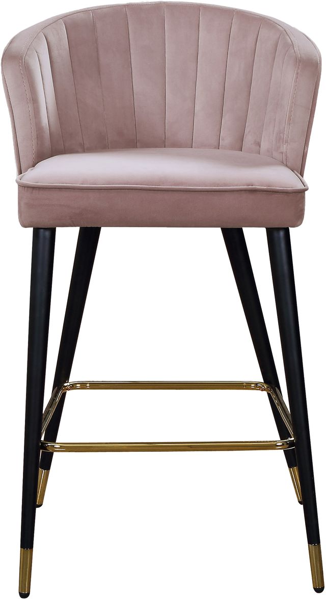 Meridian Furniture Cassie Pink Velvet Counter Stool-2