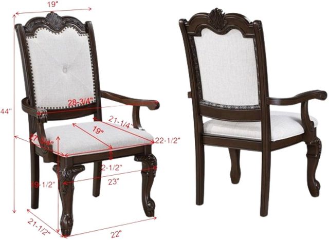Crown Mark Kiera Coffee Brown Upholstered Dining Arm Chair-2