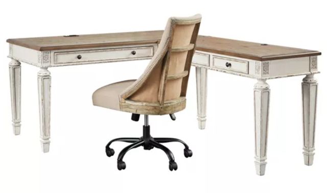 Signature Design by Ashley® Realyn 2-Piece Brown/White Office Desk Set-0