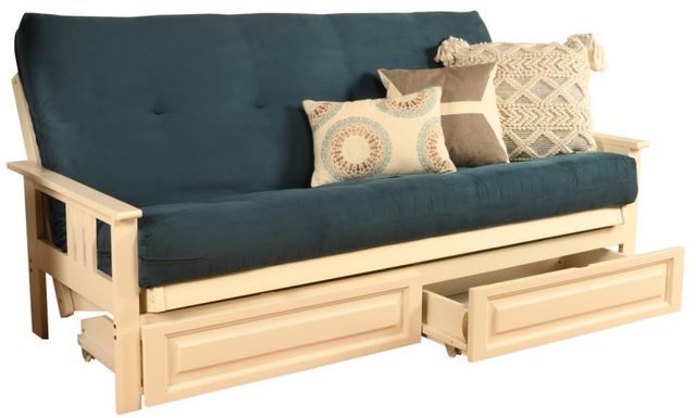 Kodiak Furniture Monterey Suede Navy/Antique White Full Storage Futon with Mattress-0