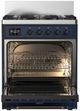 Ilve® Majestic III 30" Midnight Blue Pro Style Dual Fuel Natural Gas Range with Solid Door and Burnished Trim-1