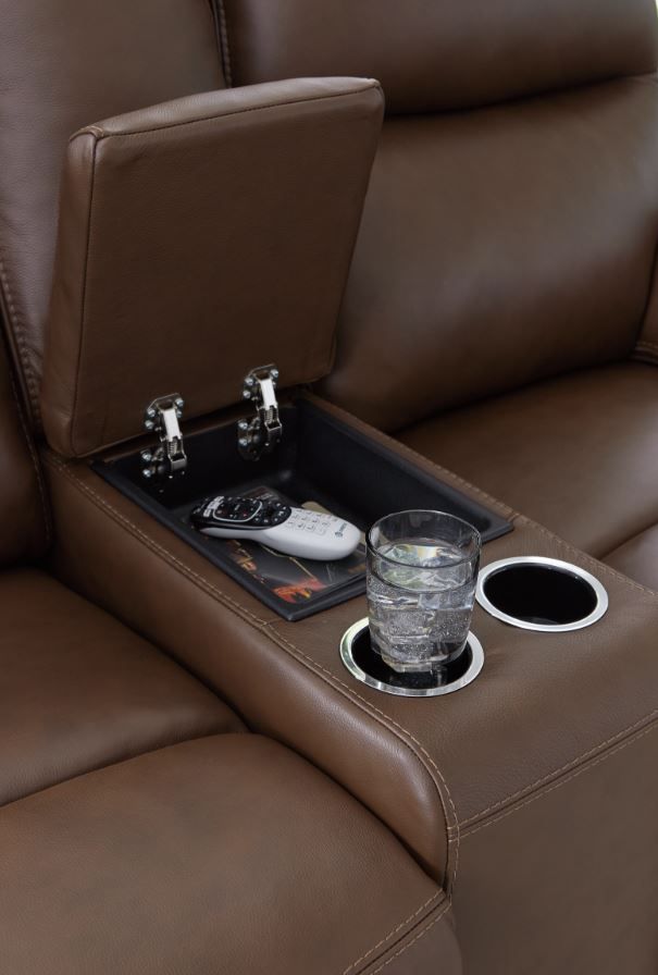 Signature Design by Ashley® VonRyan Tobacco Power Reclining Loveseat with Adjustable Headrest-3
